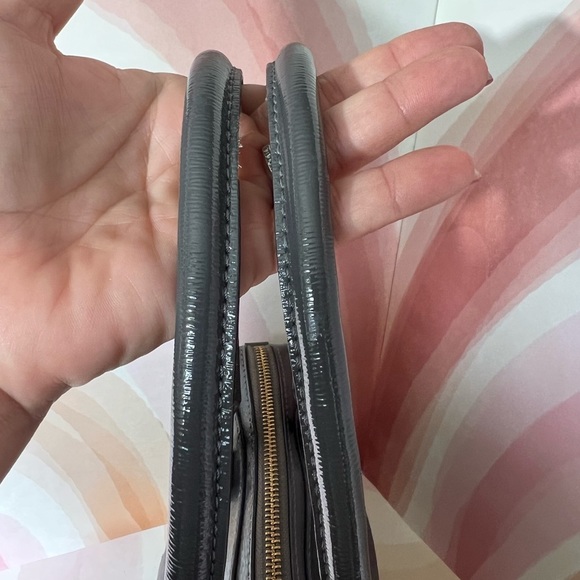 Kate Spade Grey Gray Patent Leather Tote Purse With Detachable Shoulder Strap - Picture 11 of 17